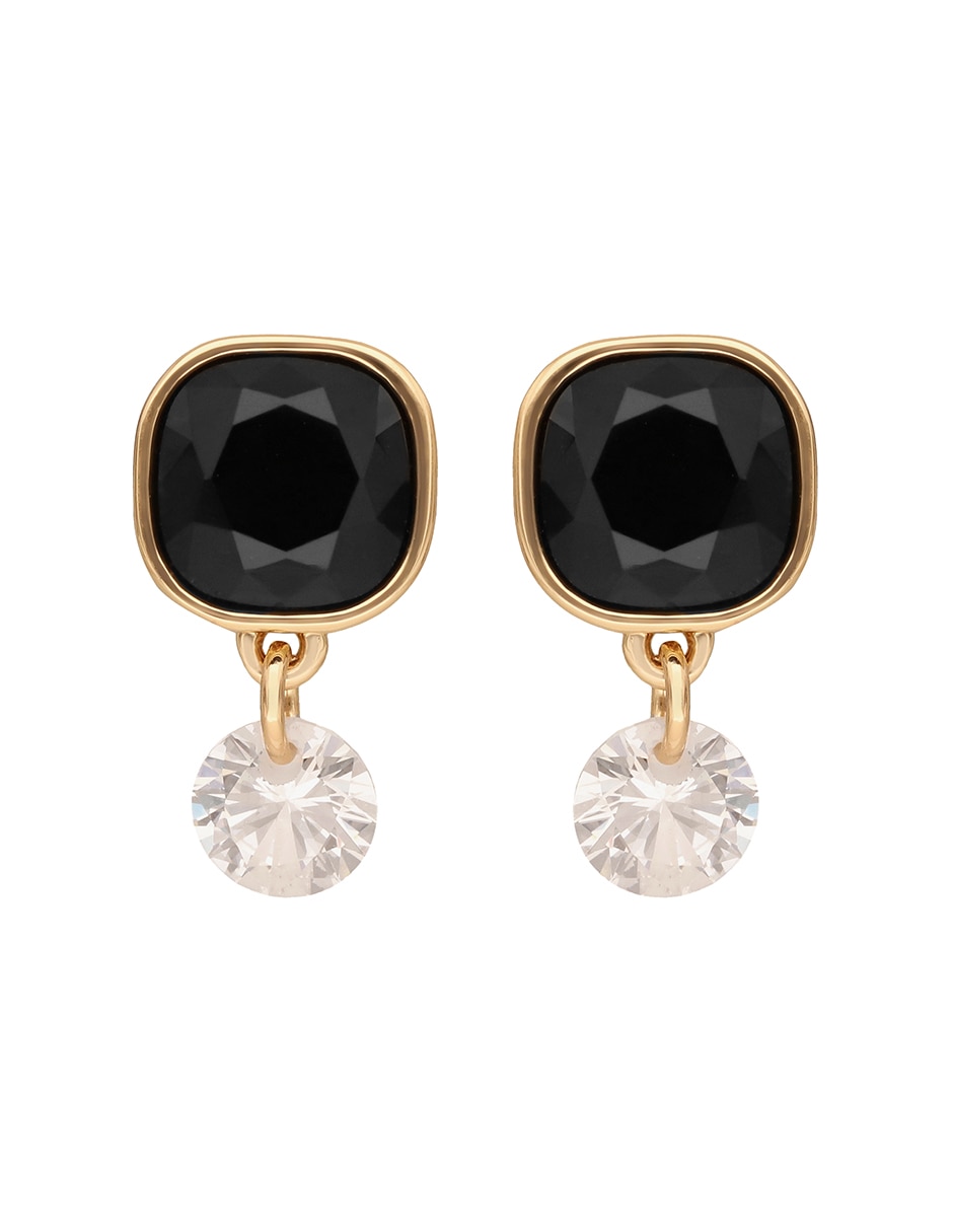 Aretes cuadrados Raeya con acabado pavé cristal