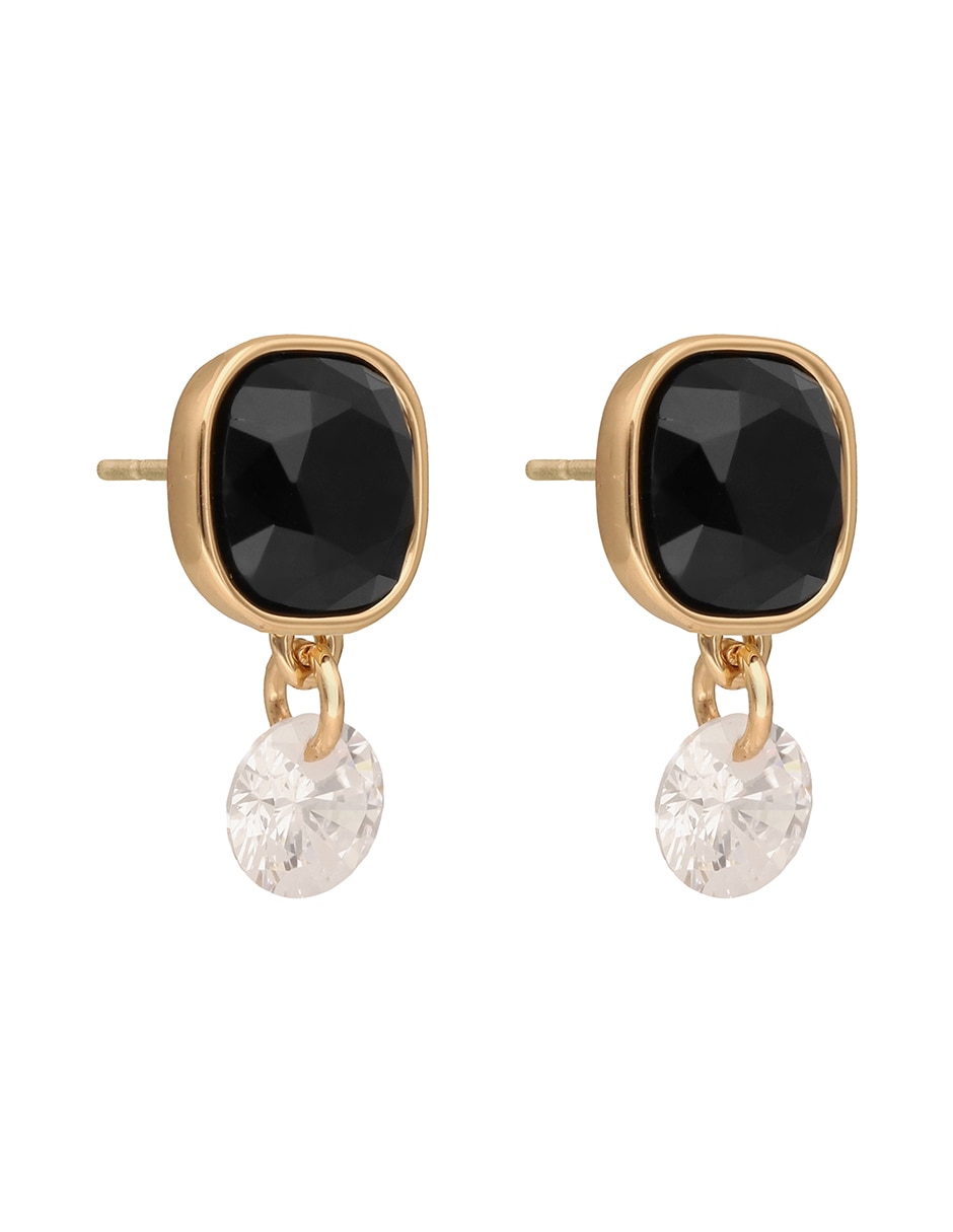 Aretes cuadrados Raeya con acabado pavé cristal 3