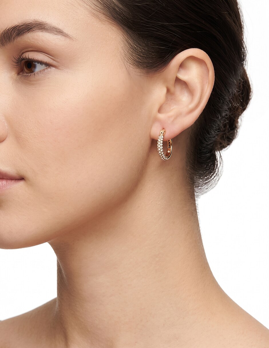 Aretes circulares Noreen con acabado pavé cristal 2