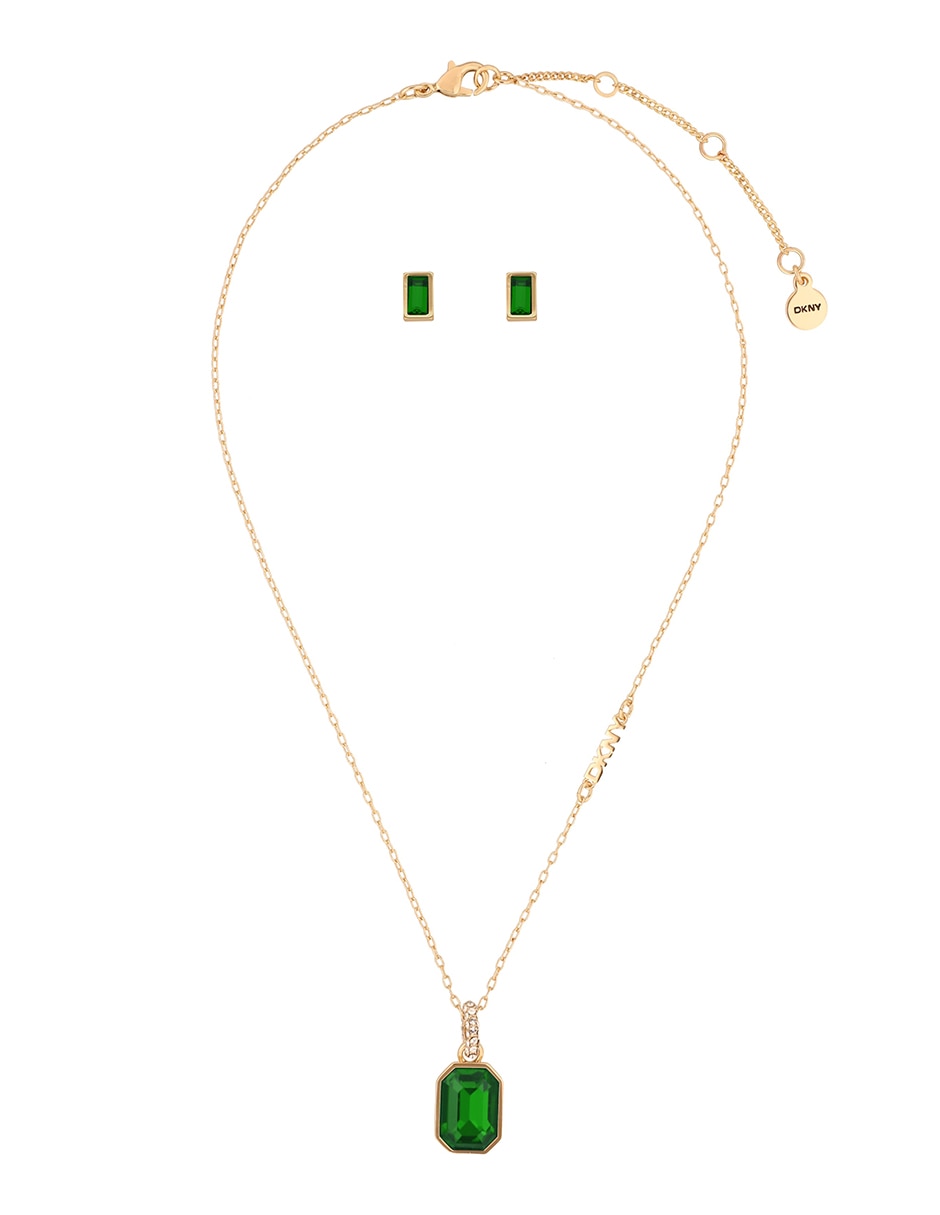 Aretes y collar rectangulares boxed cristal Aretes y collar rectangulares boxed cristal