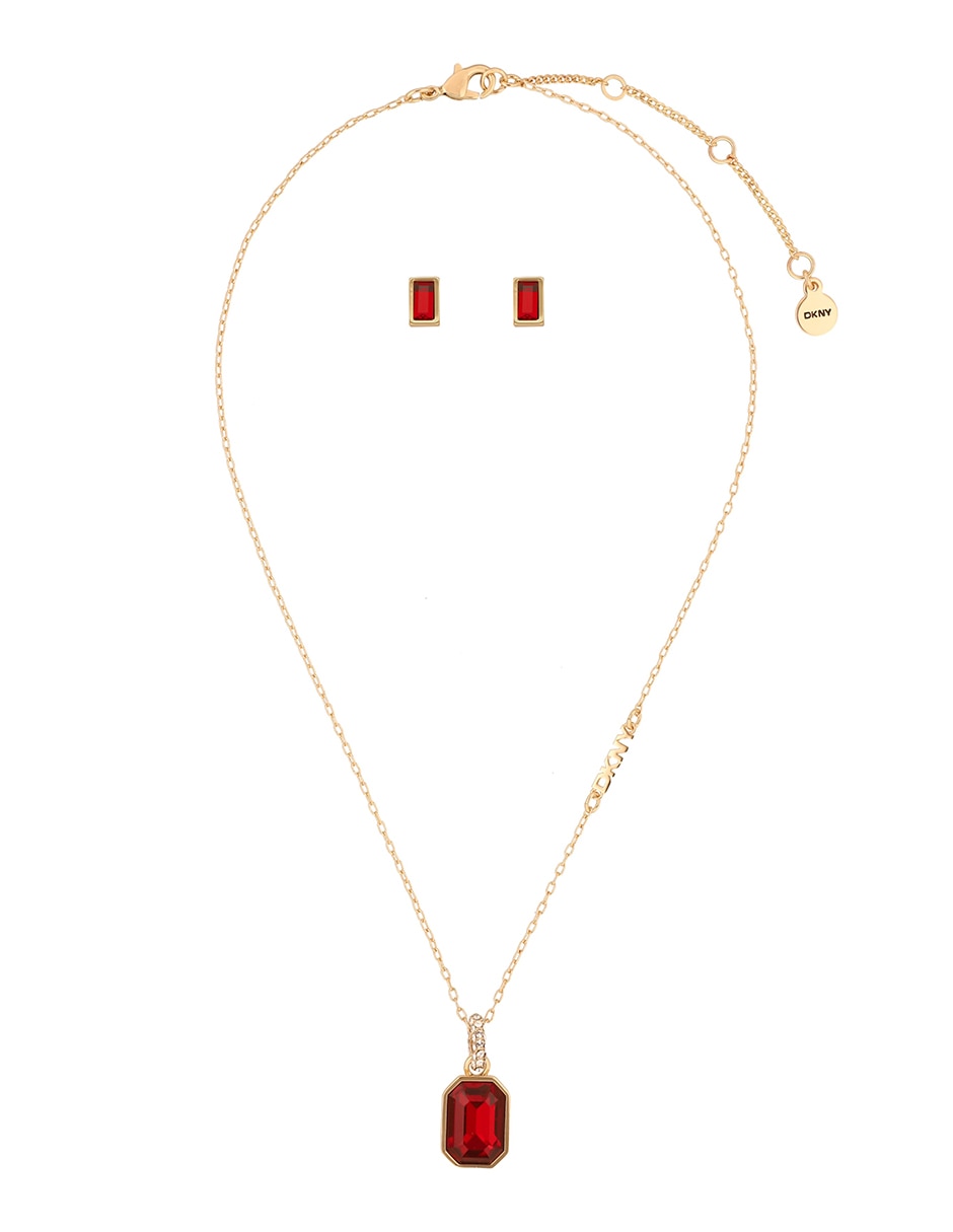 Aretes y collar rectangulares boxed cristal Aretes y collar rectangulares boxed cristal