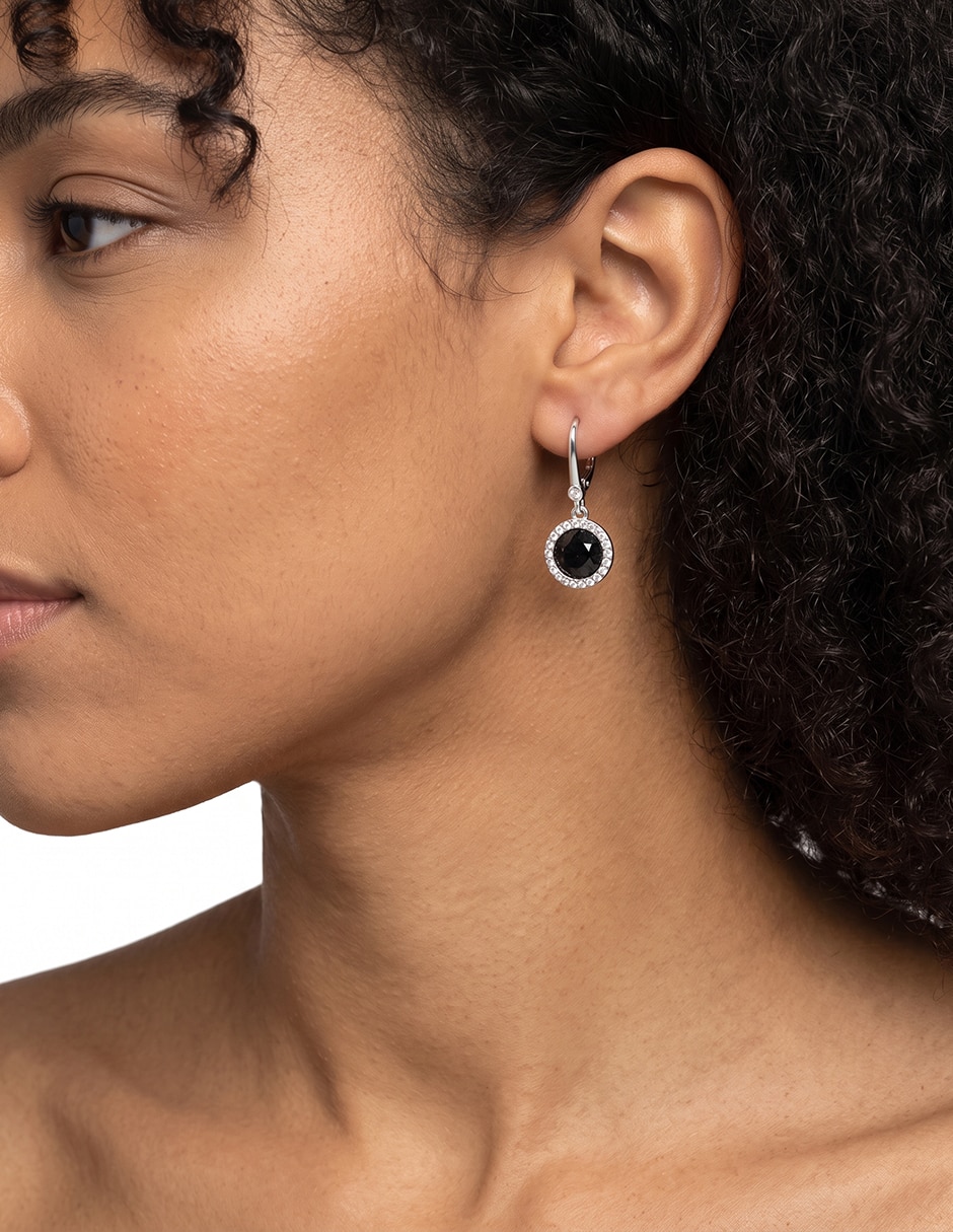 Aretes circulares Bardot con acabado pavé cristal 2