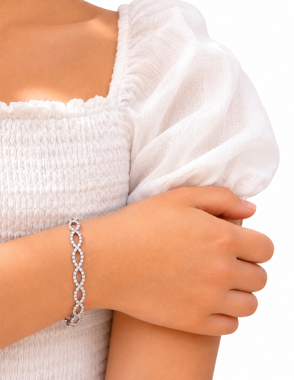 Pulsera de metal con zirconia cúbica filigrana cup 3