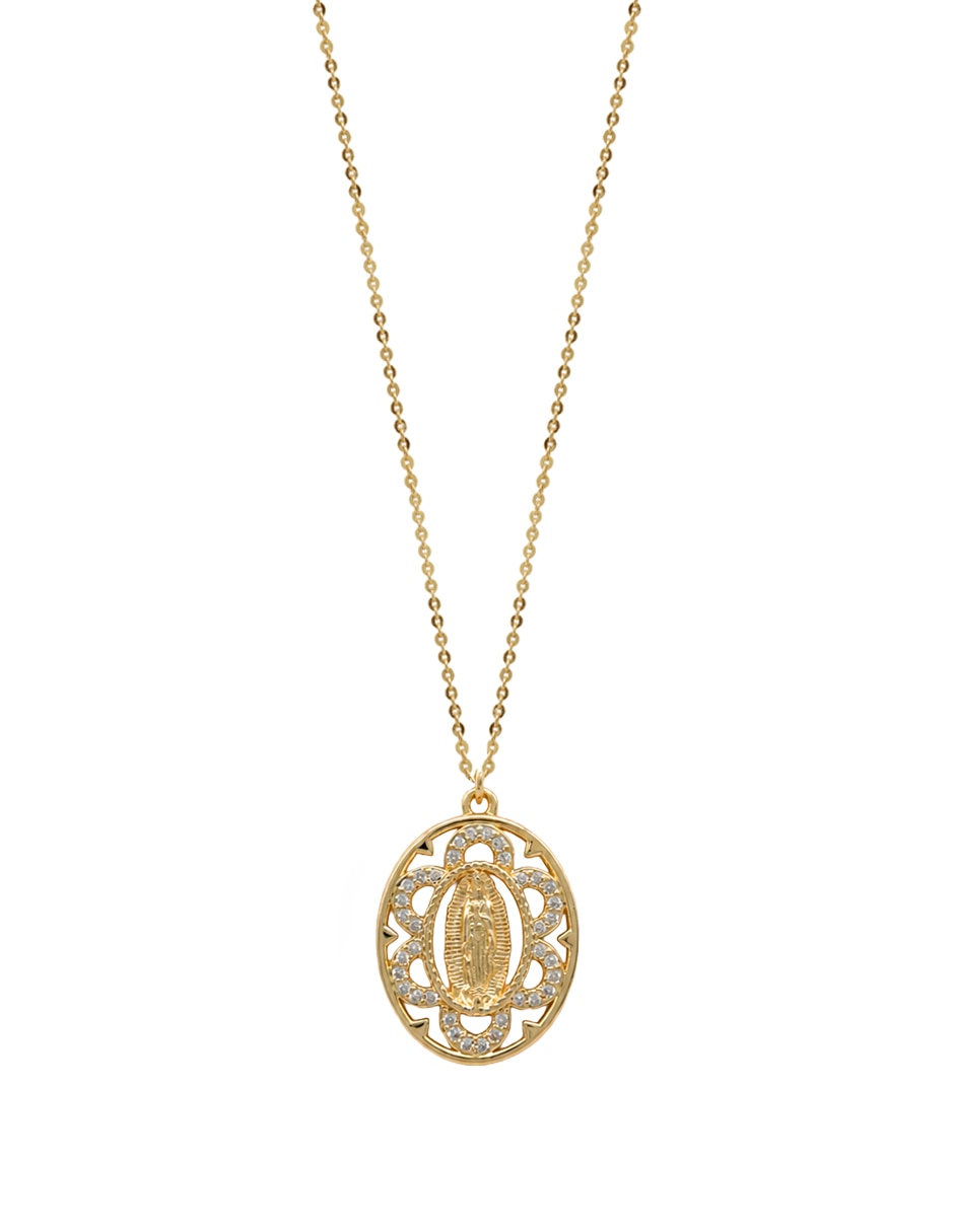Medalla y cadena virgen circonia de metal 1