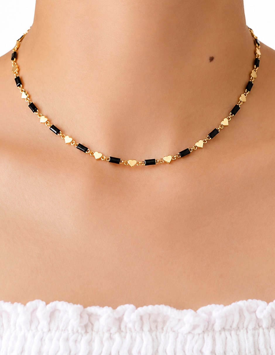 Collar baguette amatista de metal