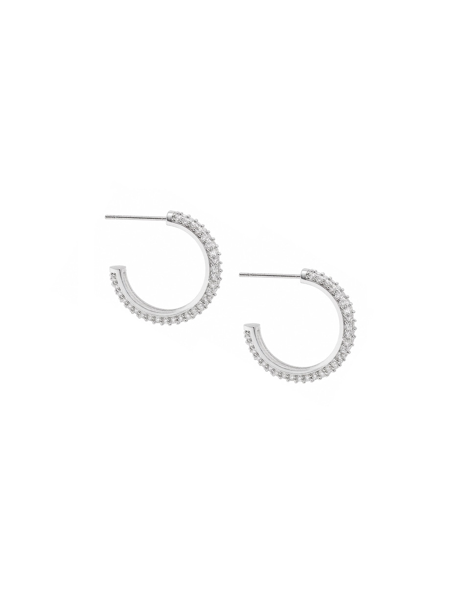 Arracadas filigrana cup de metal con acabado pavé zirconia cúbica 3