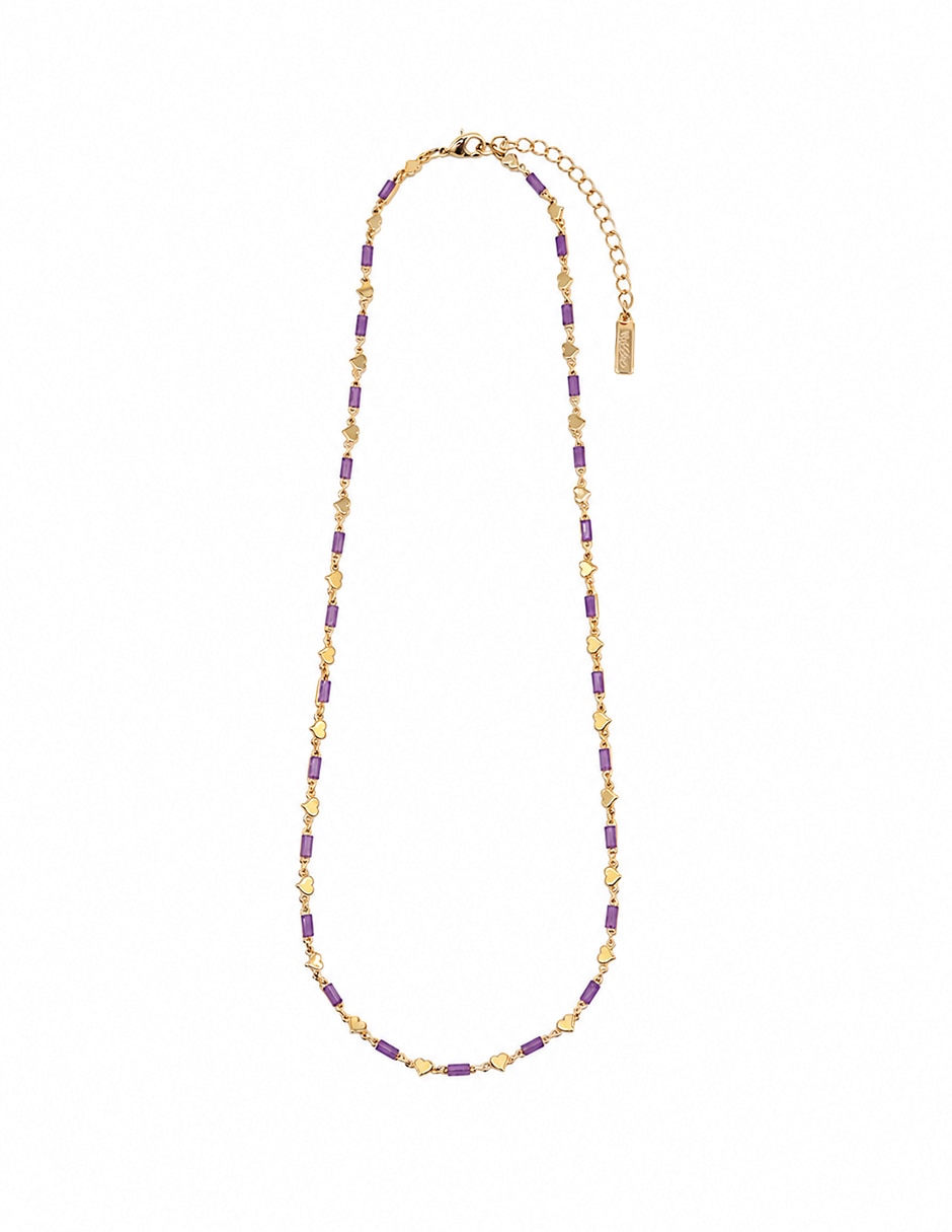 Collar baguette amatista de metal 2