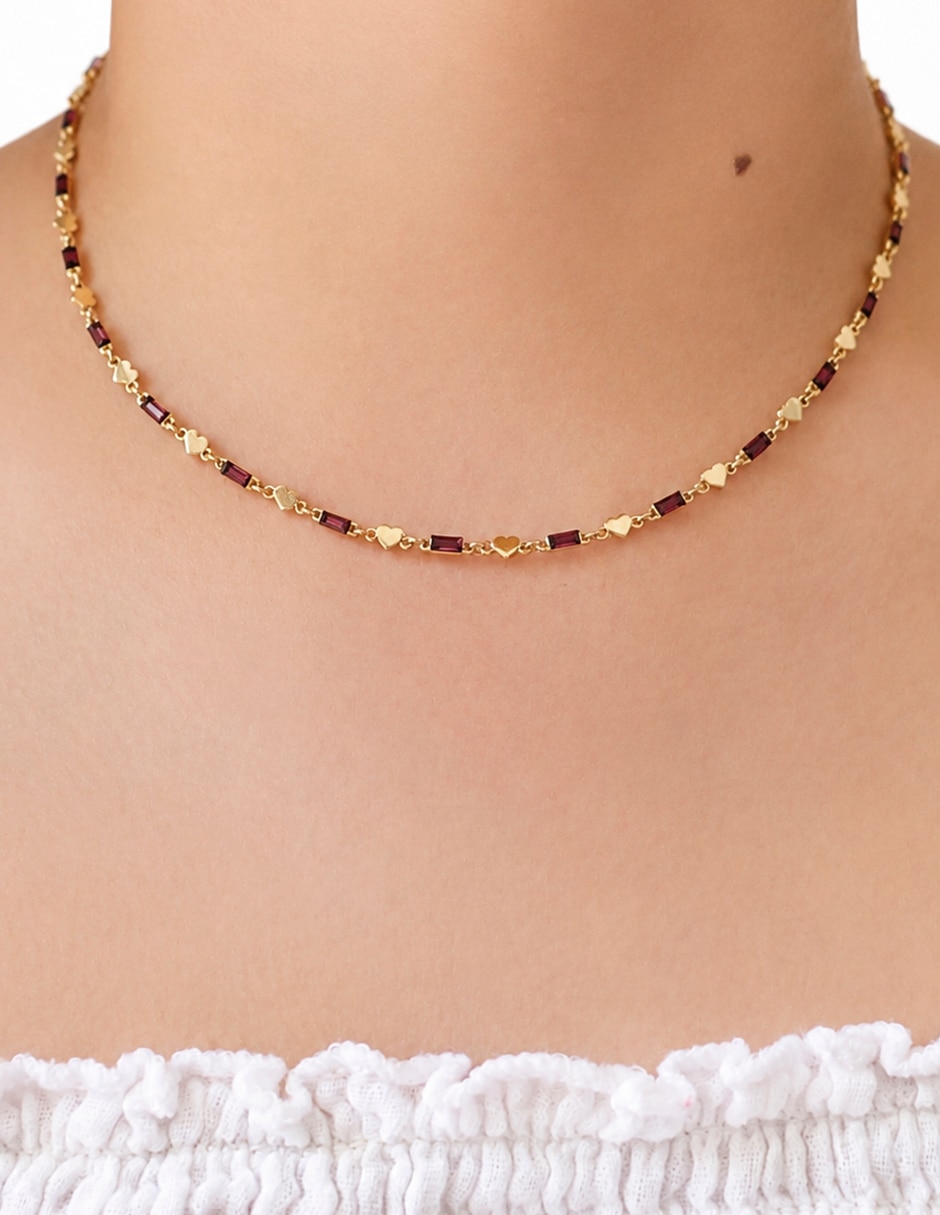 Collar baguette amatista de metal