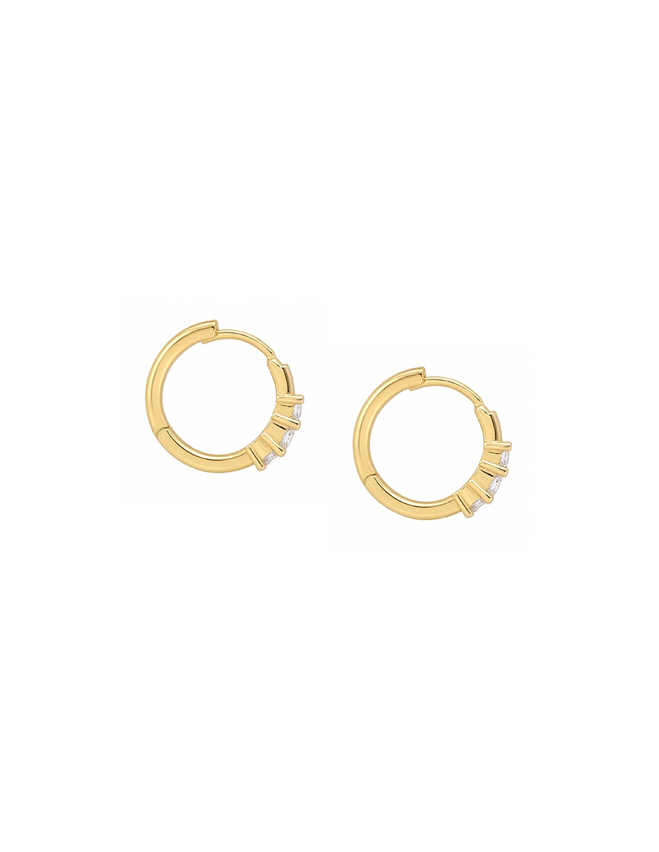 Huggies circulares de metal con acabado pavé zirconia cúbica 3