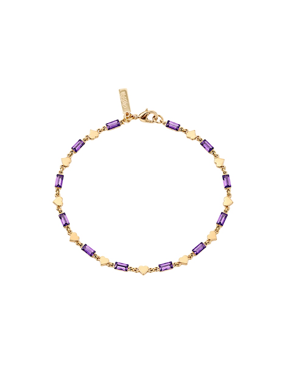 Pulsera de metal con cristal baguette amatista 1