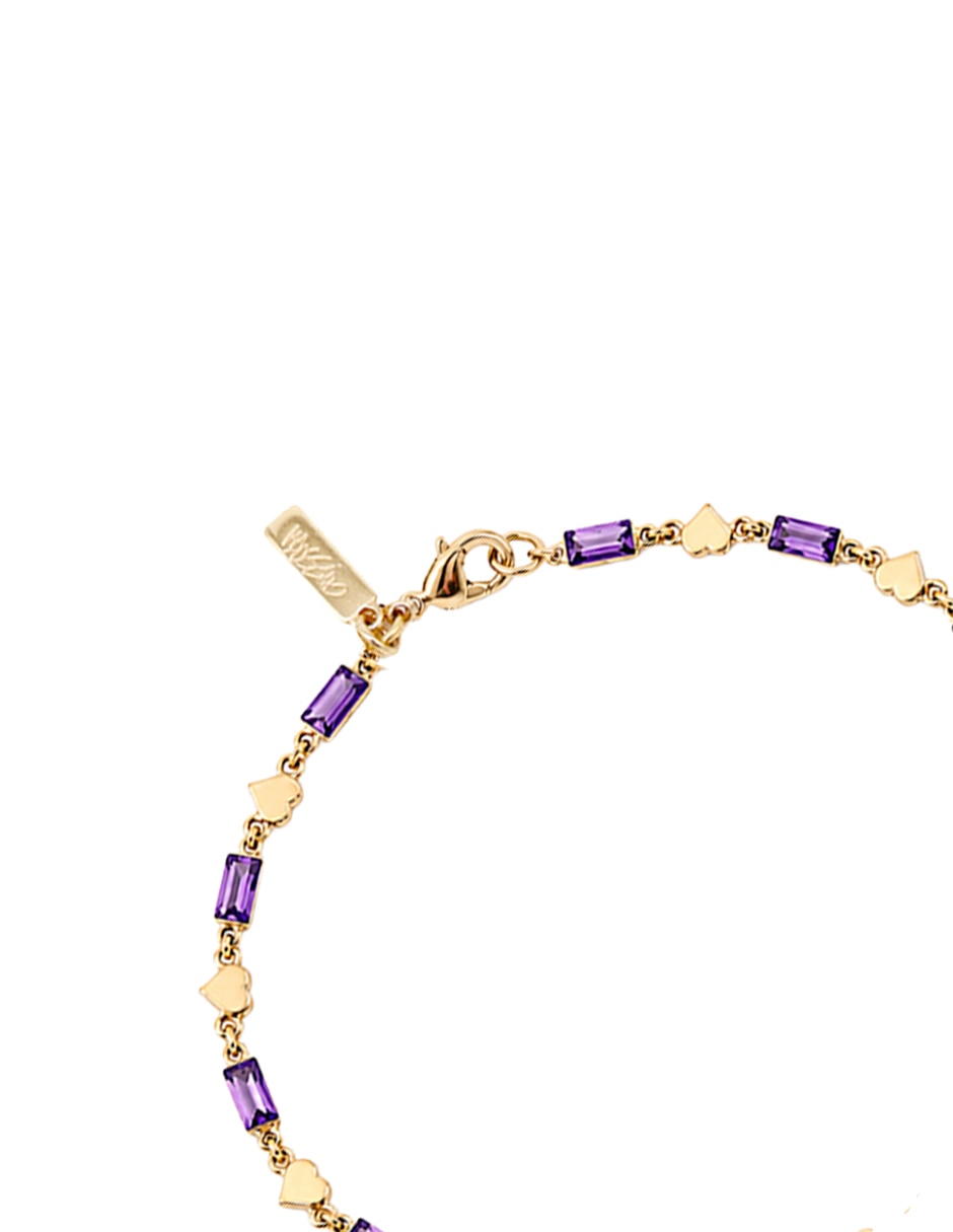 Pulsera de metal con cristal baguette amatista