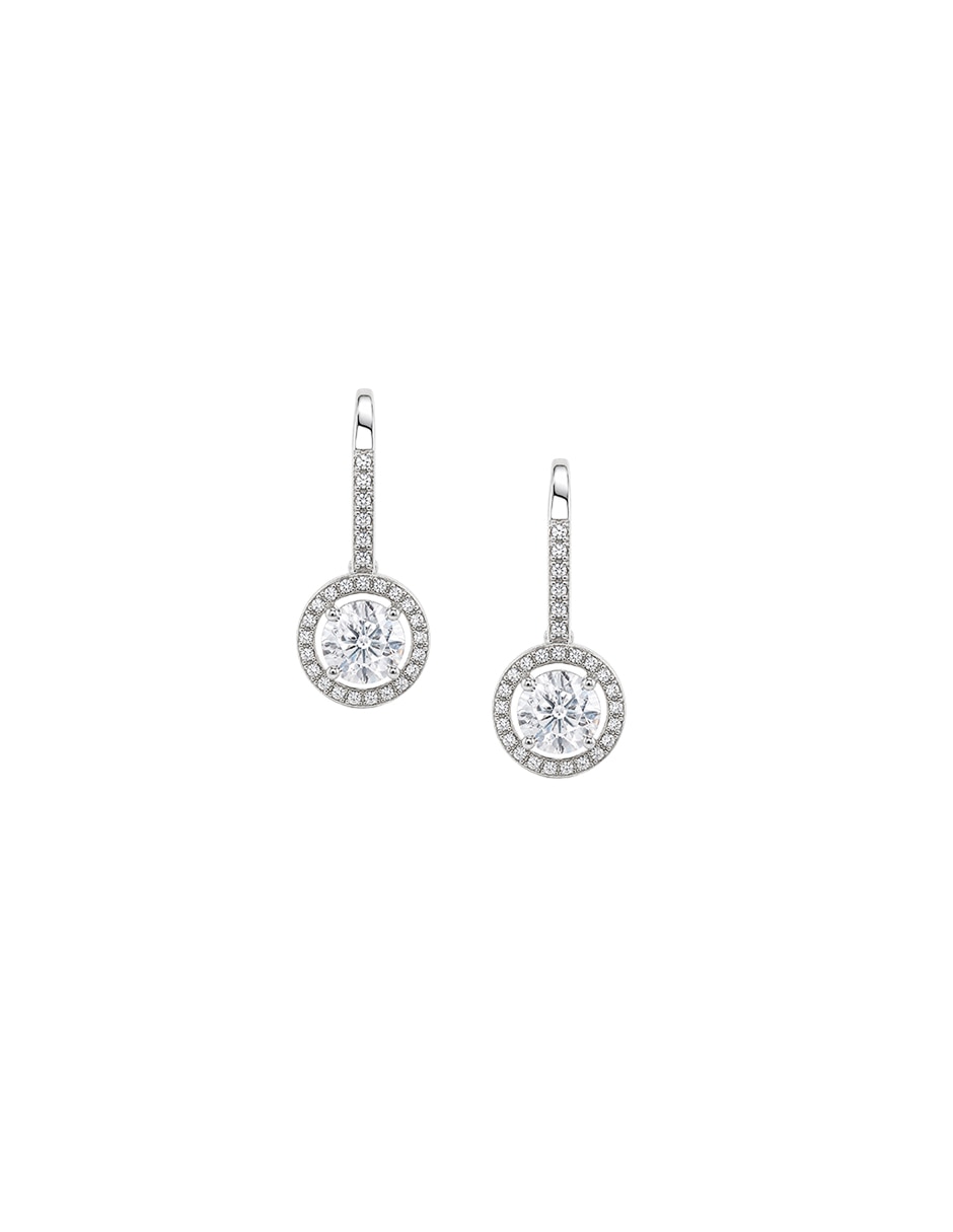 Aretes cortos redondos glowing de plata p 925 con acabado pavé circonita 1
