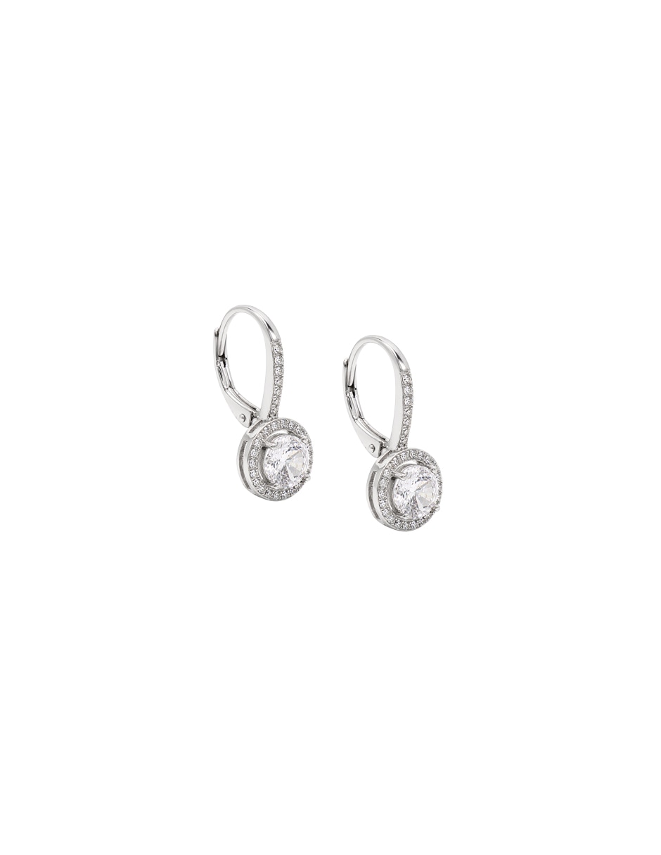 Aretes cortos redondos glowing de plata p 925 con acabado pavé circonita 2