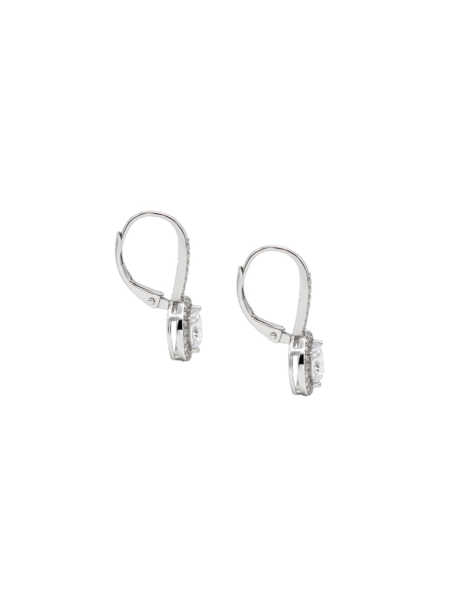 Aretes cortos redondos glowing de plata p 925 con acabado pavé circonita 3