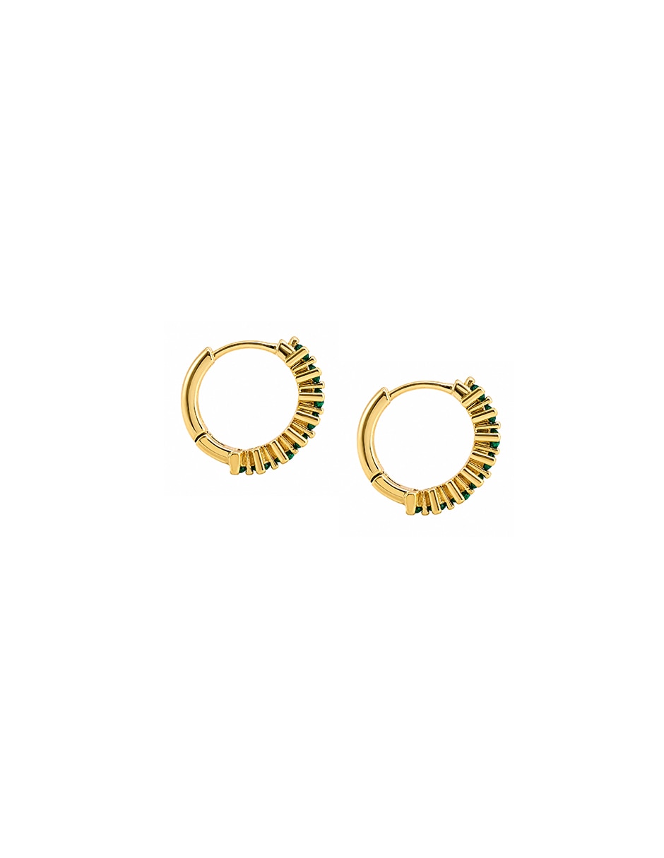 Huggies circulares de metal con acabado pavé zirconia cúbica 3