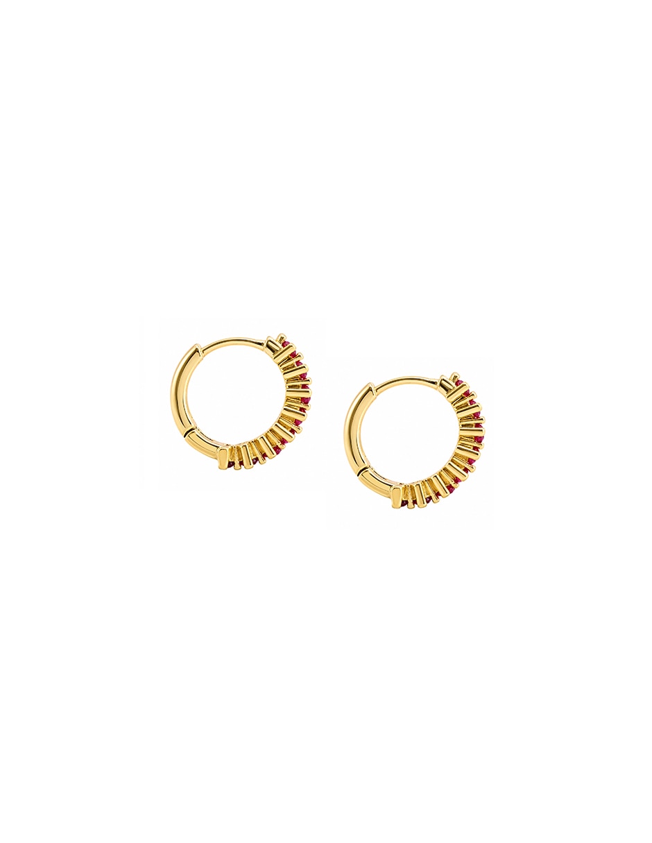 Huggies circulares de metal con acabado pavé zirconia cúbica 3
