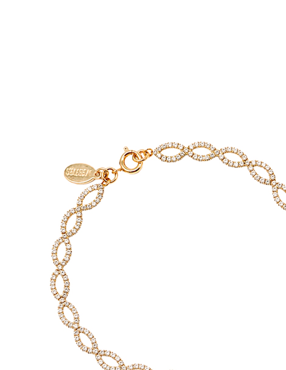 Pulsera de metal con zirconia cúbica filigrana cup