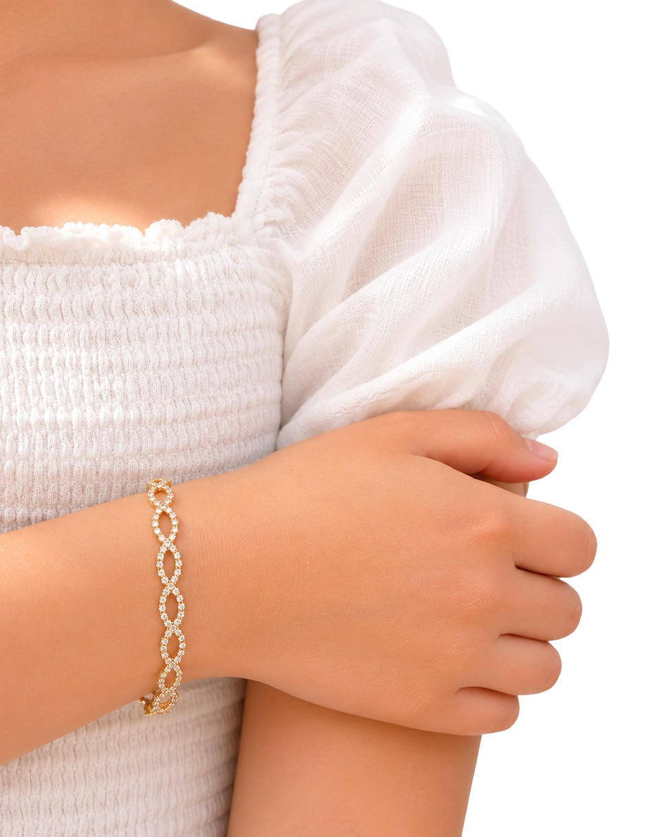 Pulsera de metal con zirconia cúbica filigrana cup 3
