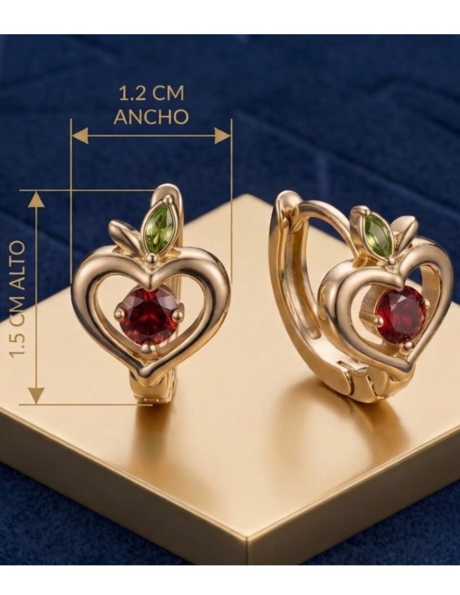 Huggies de corazón de oro laminado 14 k con acabado brillante zirconia cúbica 5