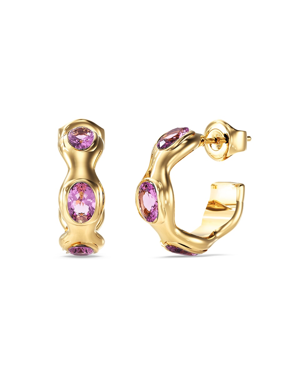 Aretes huggies de letra g divine con acabado brillante cristal 1