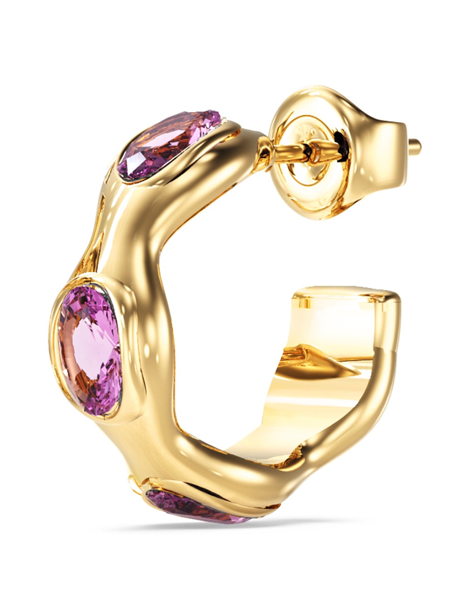Aretes huggies de letra g divine con acabado brillante cristal 2
