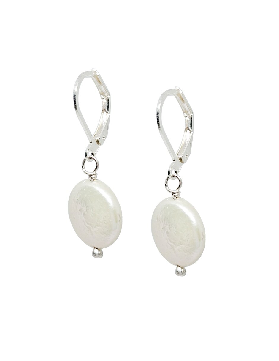 Aretes redondos Perlas de plata P 925 con acabado pulido perla 2