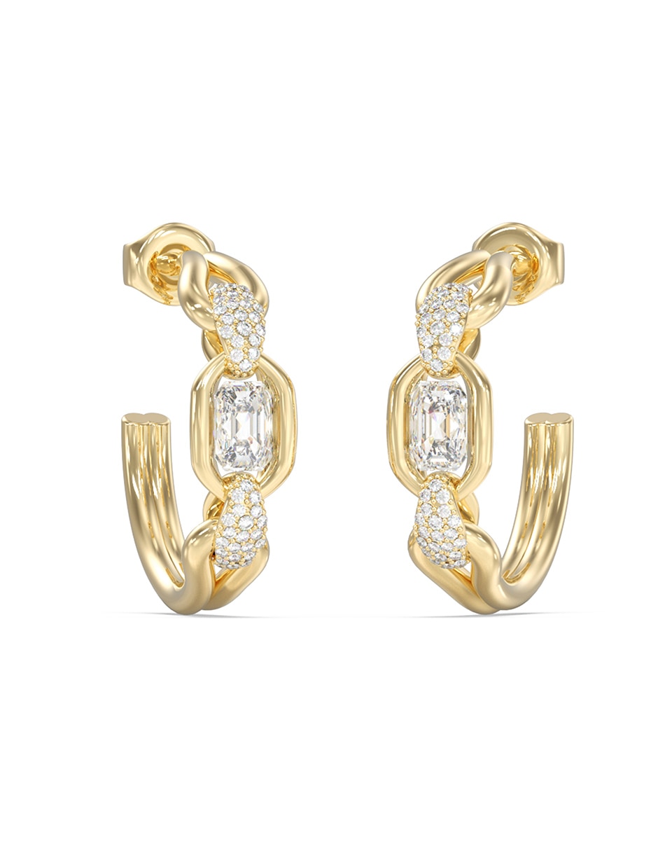 Aretes huggies de letra g radiosa acabado brillante cristal 1