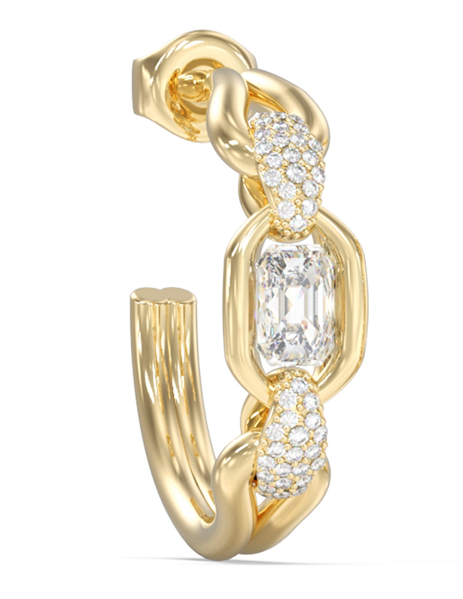 Aretes huggies de letra g radiosa acabado brillante cristal 3
