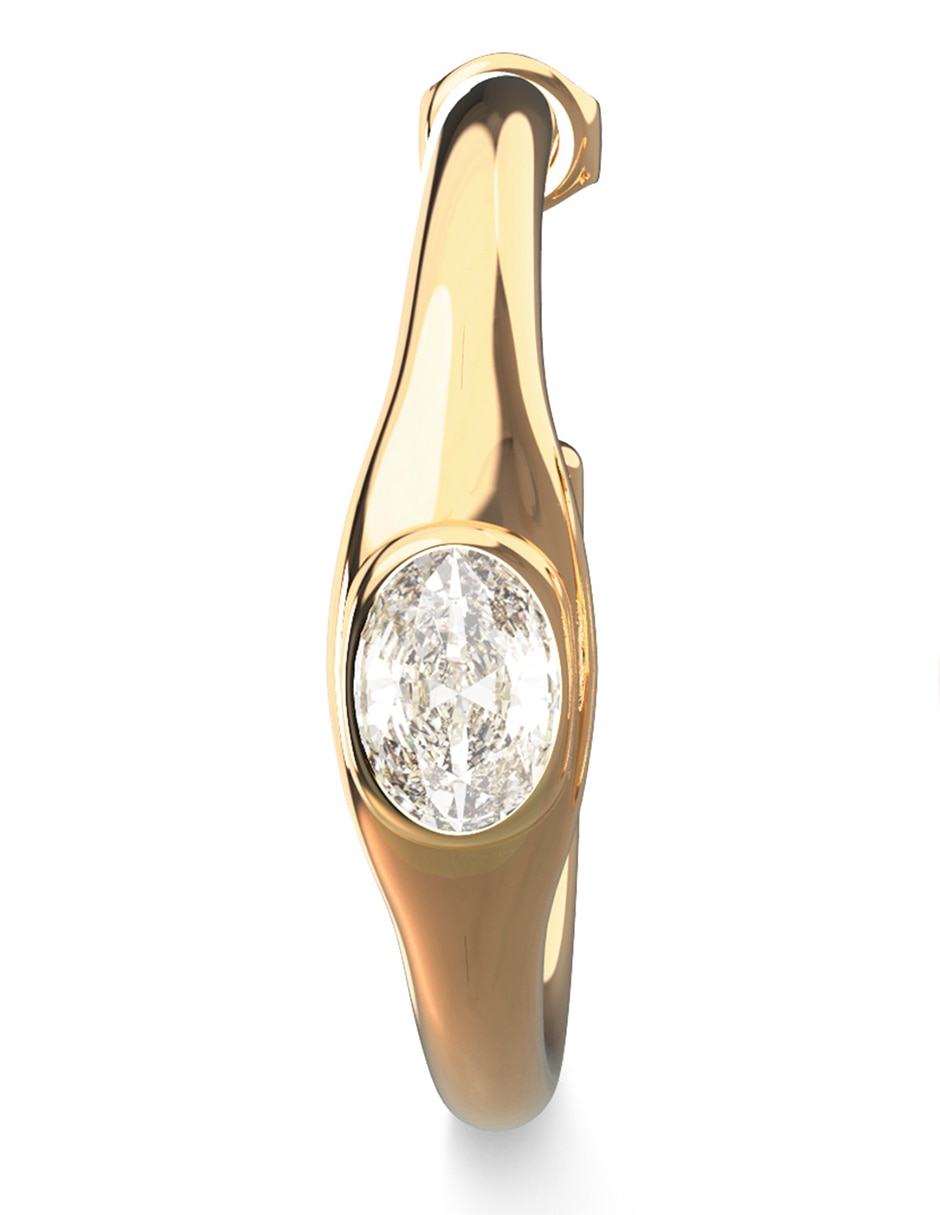 Aretes huggies de letra g divine con acabado brillante cristal 3