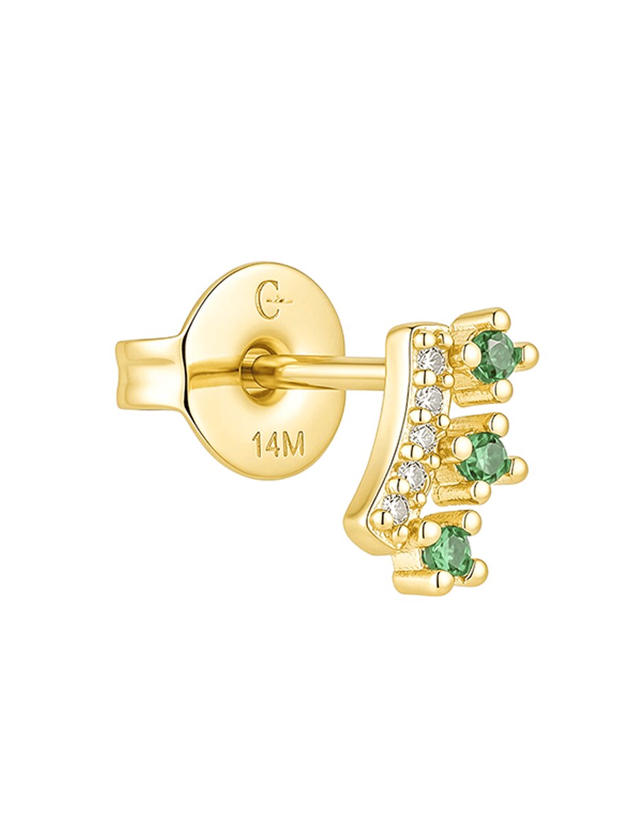 Aretes cortos de abanico golden circonias 14 k con acabado baño de oro zirconia 5