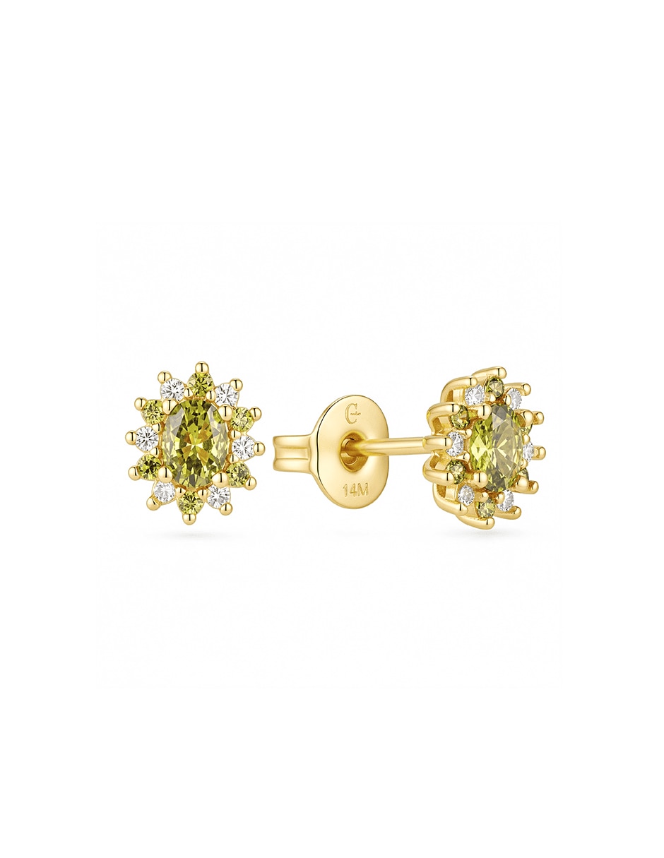 Aretes y collar ovalada golden circonias 14 k zirconia 2