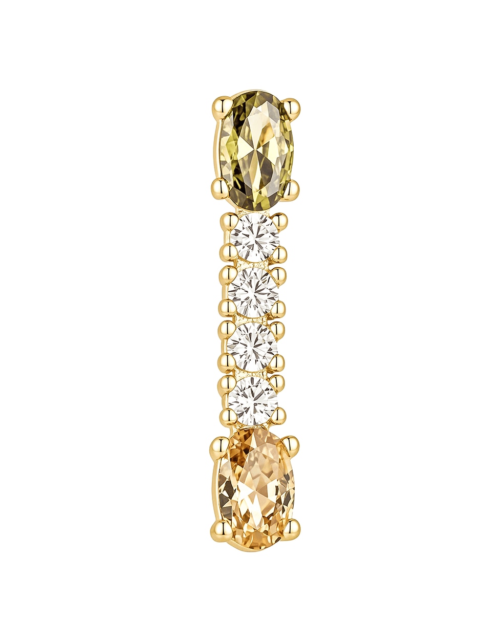 Aretes cortos golden circonias 14 k con acabado baño de oro zirconia 5