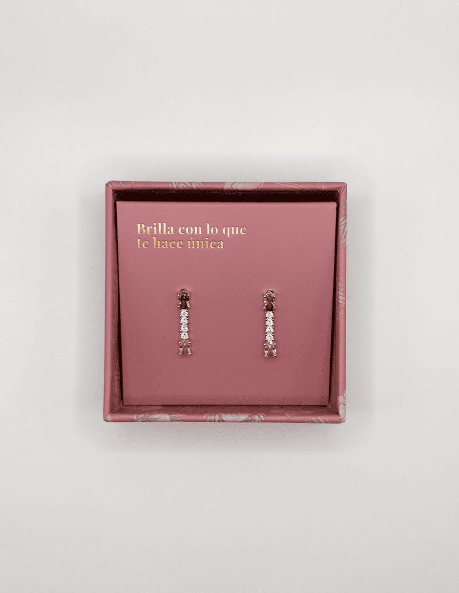 Aretes cortos golden circonias 14 k con acabado baño de oro zirconia 3