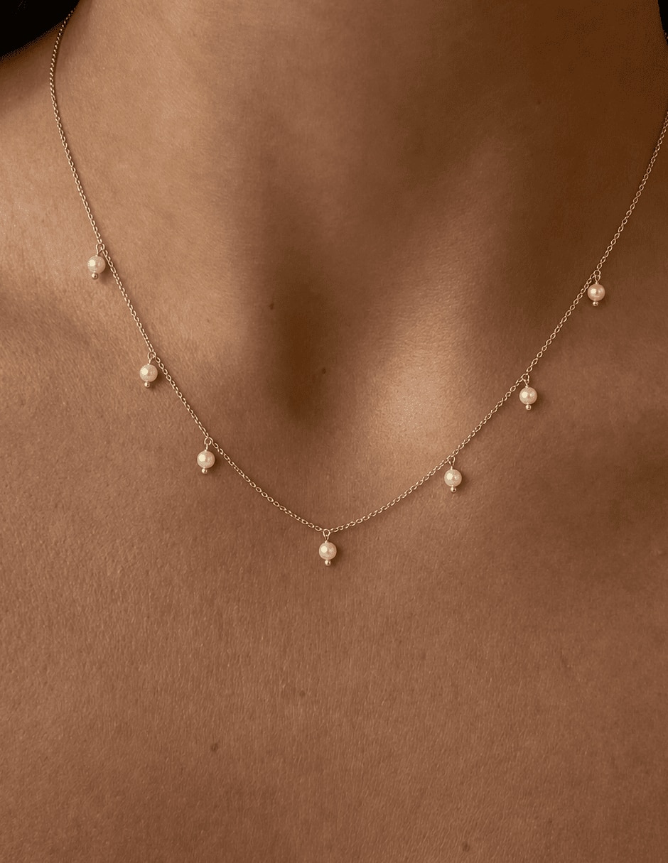 Collar de gota perlas 14 k 3