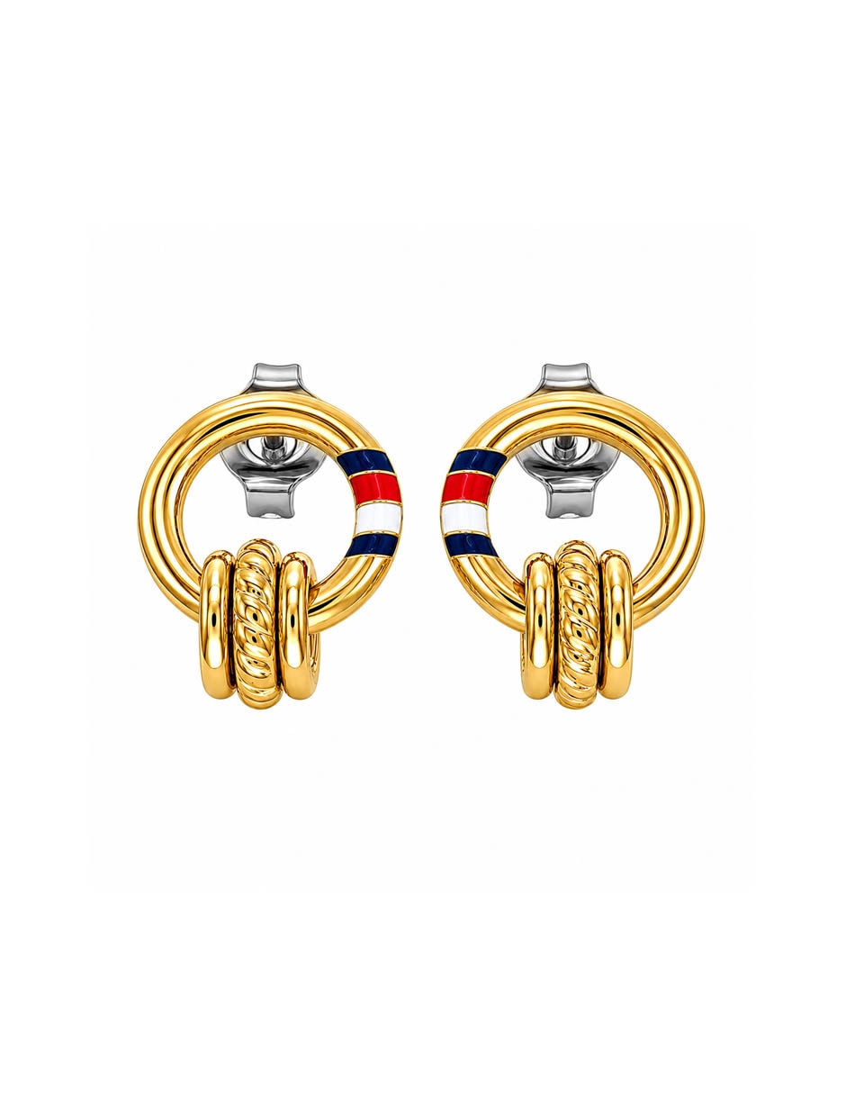 Aretes cortos feminine rope con acabado brillante 2