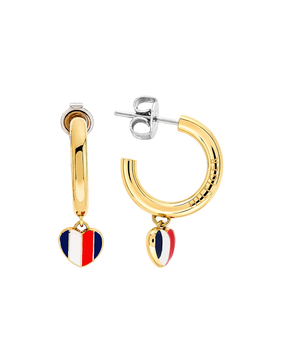 Aretes cortos de corazón heart charms con acabado brillante
