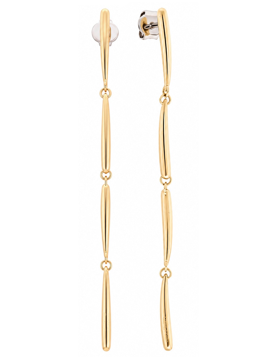 Aretes largos elongated drop le de acero inoxidable con acabado brillante