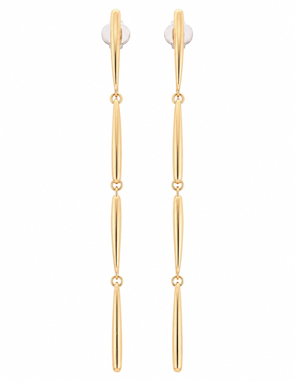 Aretes largos elongated drop le de acero inoxidable con acabado brillante