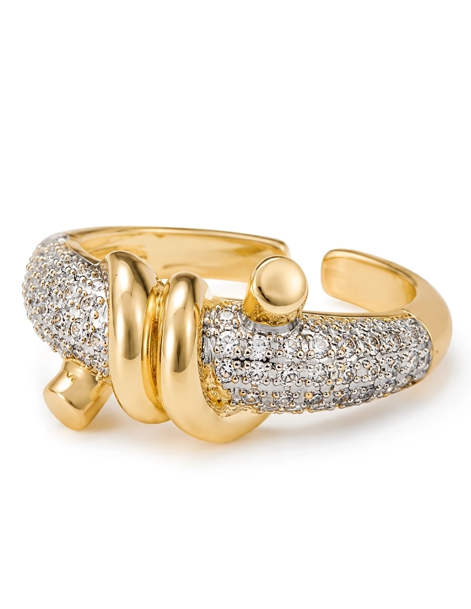 Anillo Nexo zirconia baño de oro 5