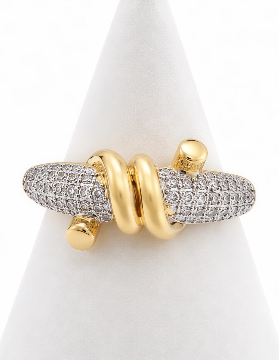 Anillo Nexo zirconia baño de oro 2