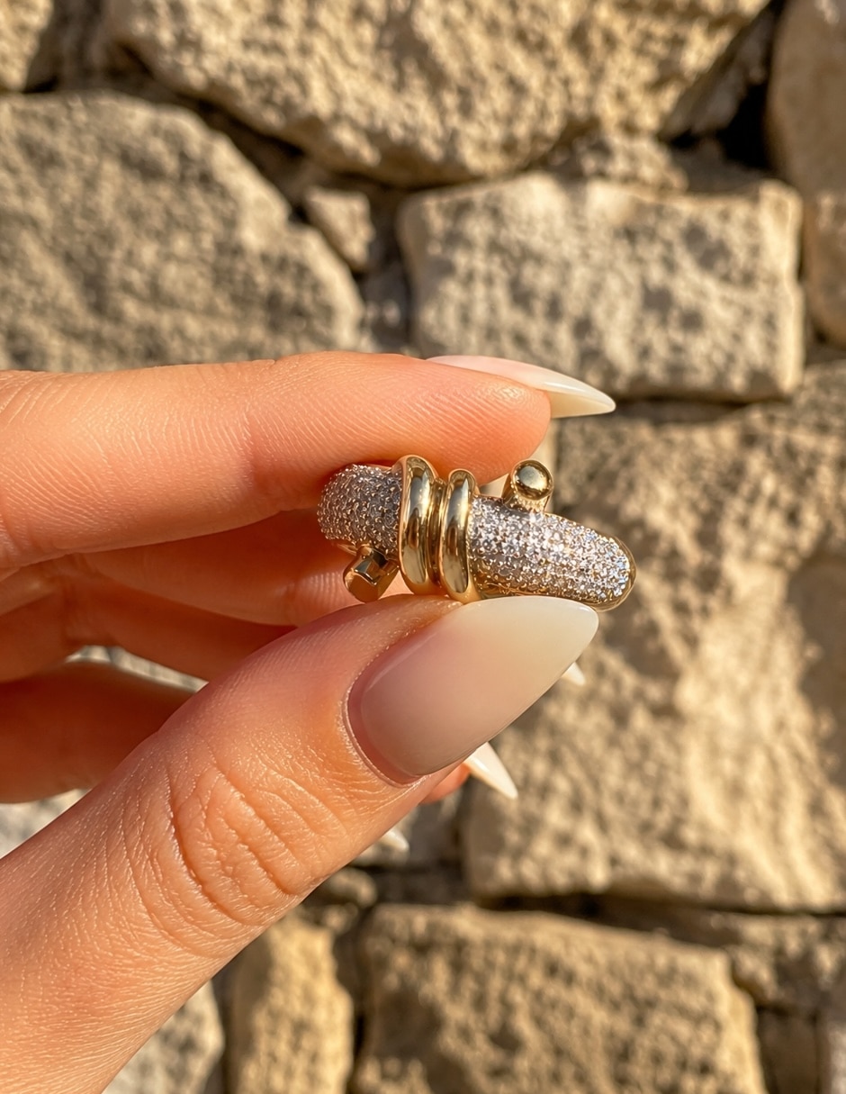 Anillo Nexo zirconia baño de oro 6