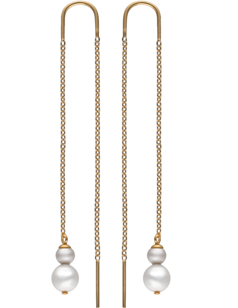 Aretes largos largos de españa duet de perla p 925 con acabado mate perla 1