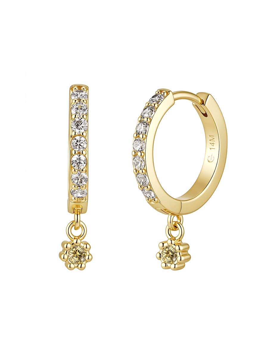 Huggies golden circonias 14 k con acabado baño de oro zirconia 1