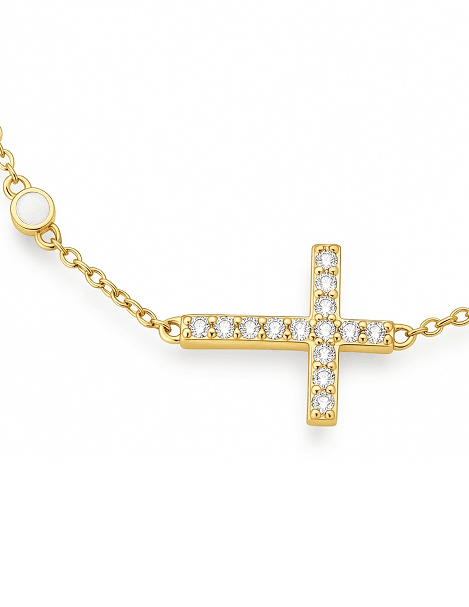 Pulsera baño de oro 14 K zirconia 2