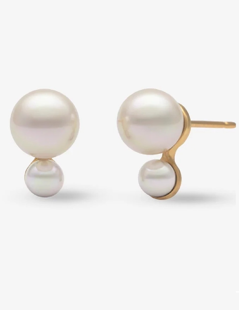 Aretes corto de españa duet de plata p 925 con acabado lustre perla 1
