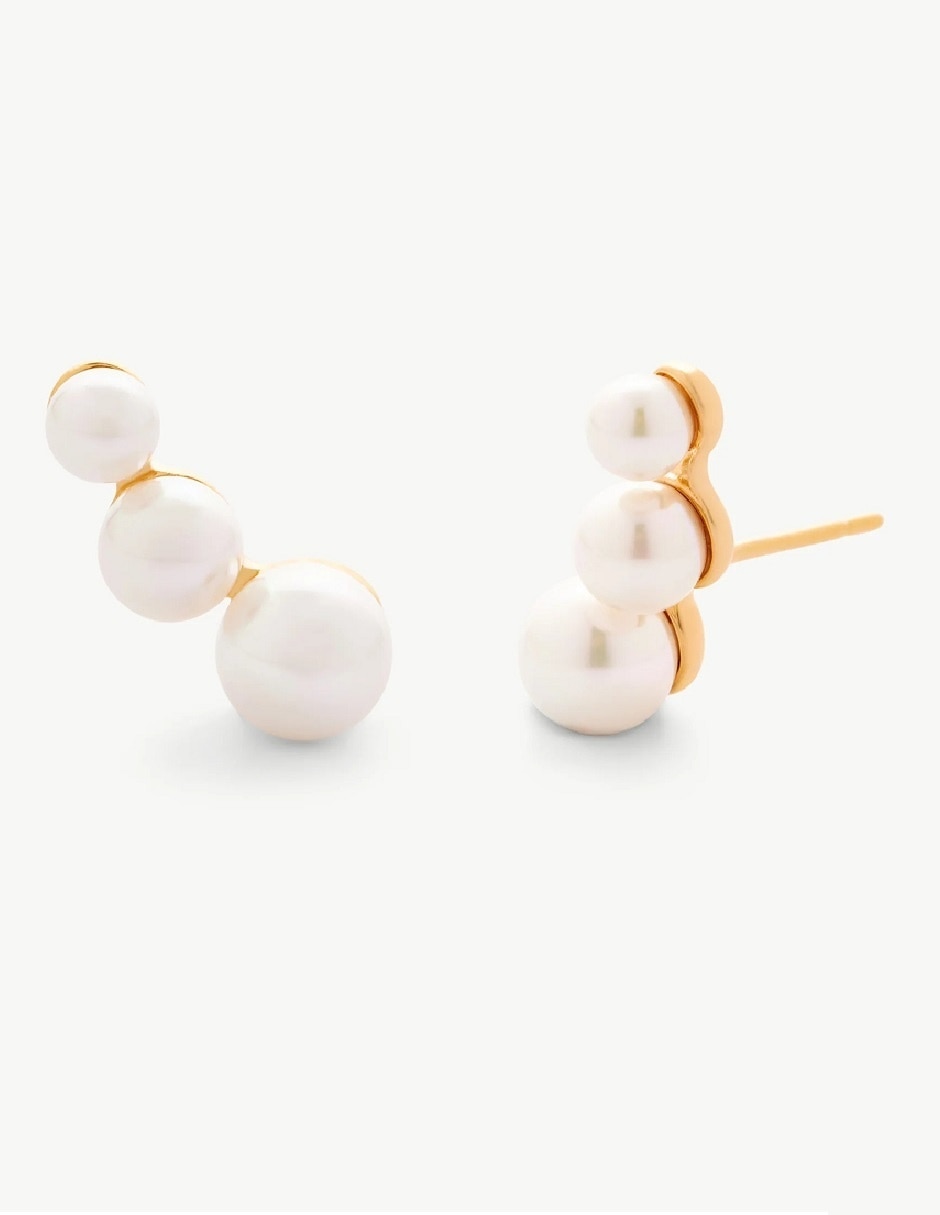 Aretes corto de españa petit de plata p 925 con acabado mate perla 1