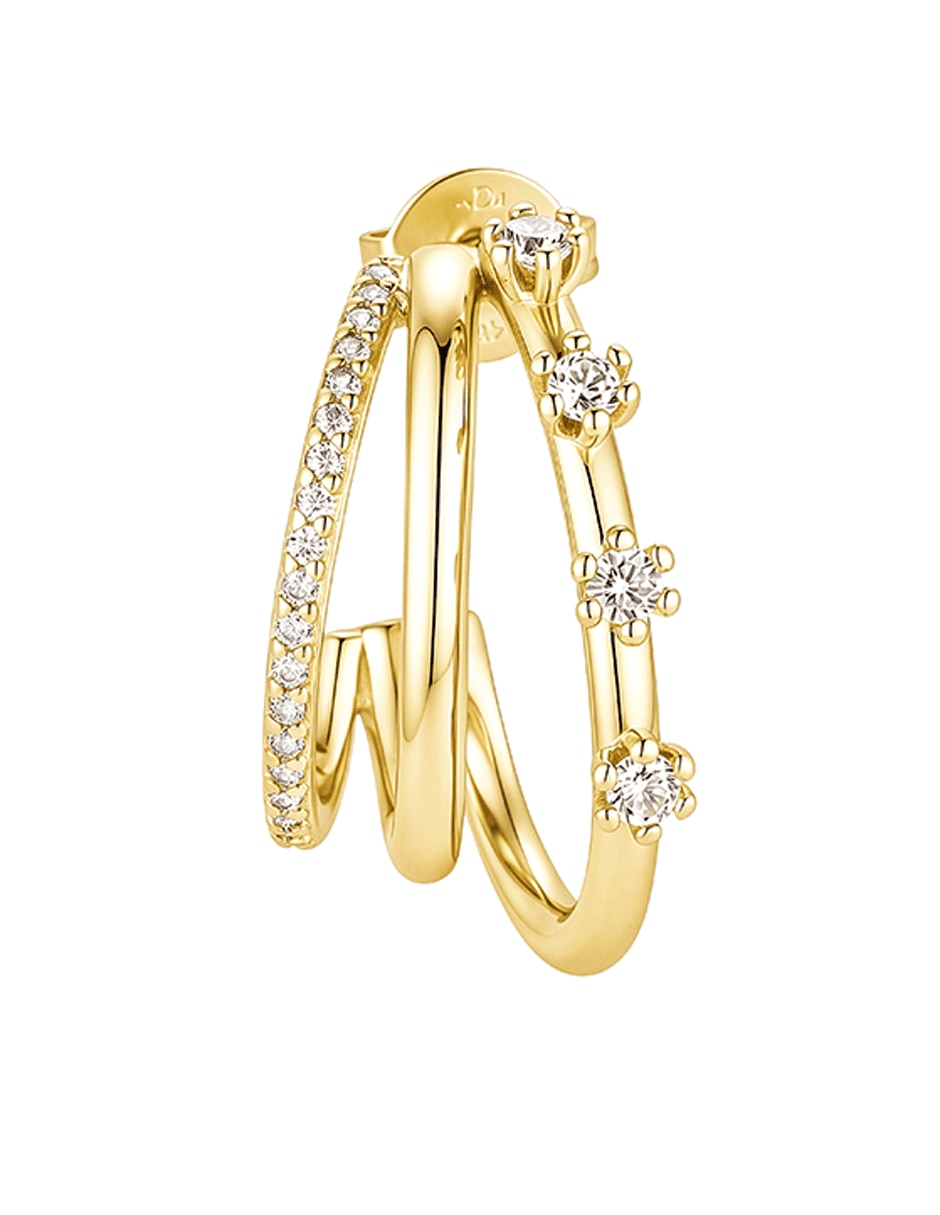 Aretes cortos golden circonias 14 k con acabado baño de oro zirconia 2