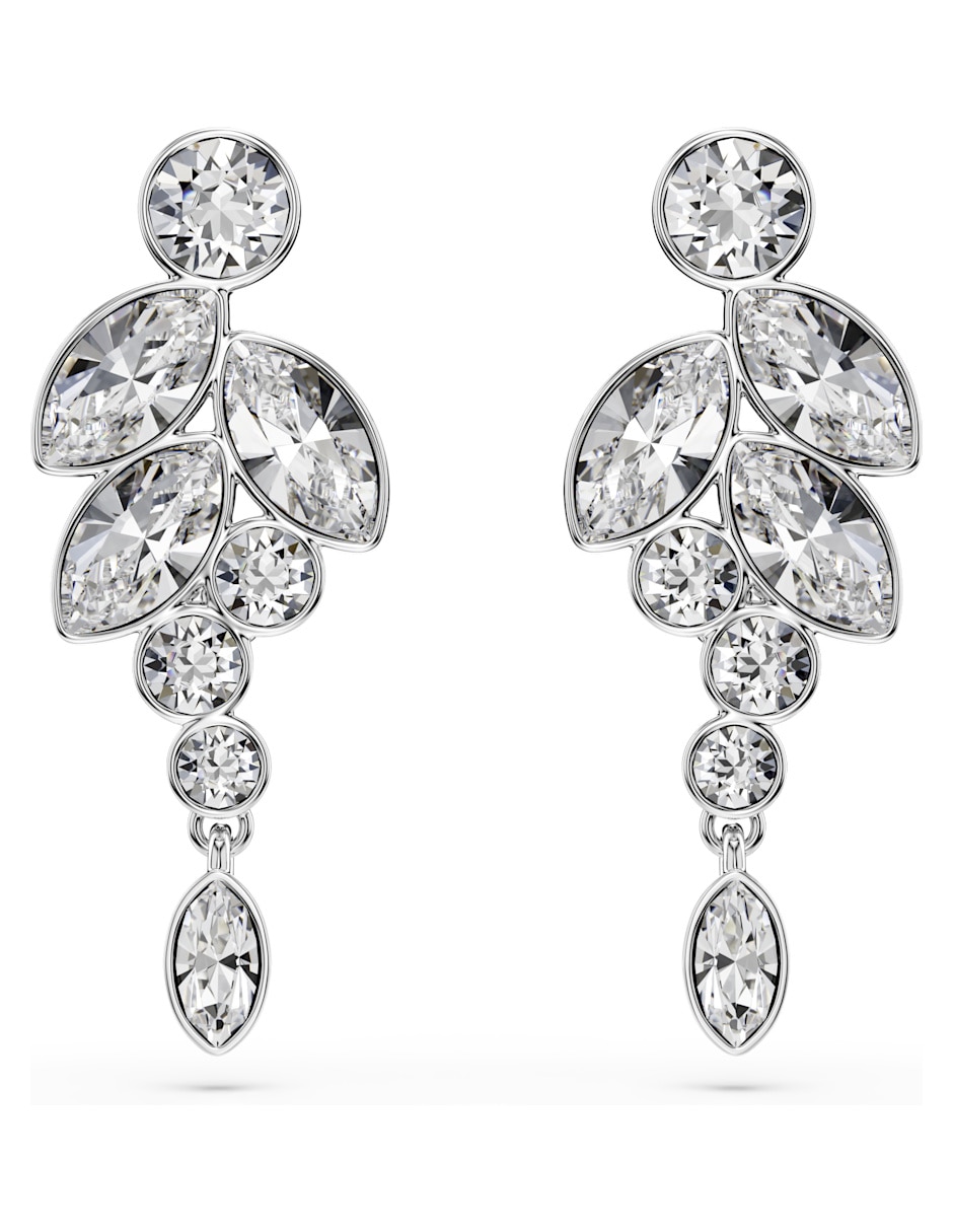 Aretes largos largos de de rodio con acabado brillante swarovski
