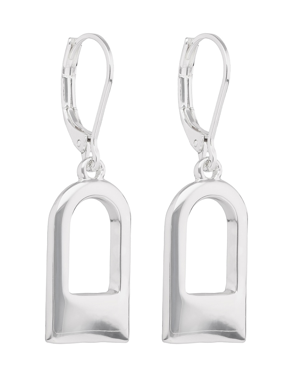 Aretes cuadrados Silver Hardware con acabado pulido 2