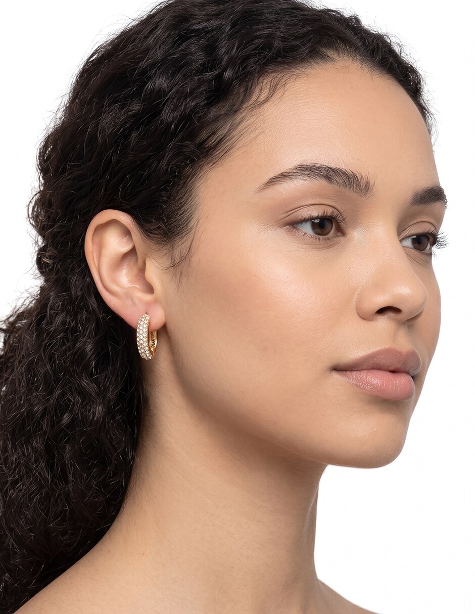 Aretes circulares Gold Crystal Knots con acabado pulido cristal 2